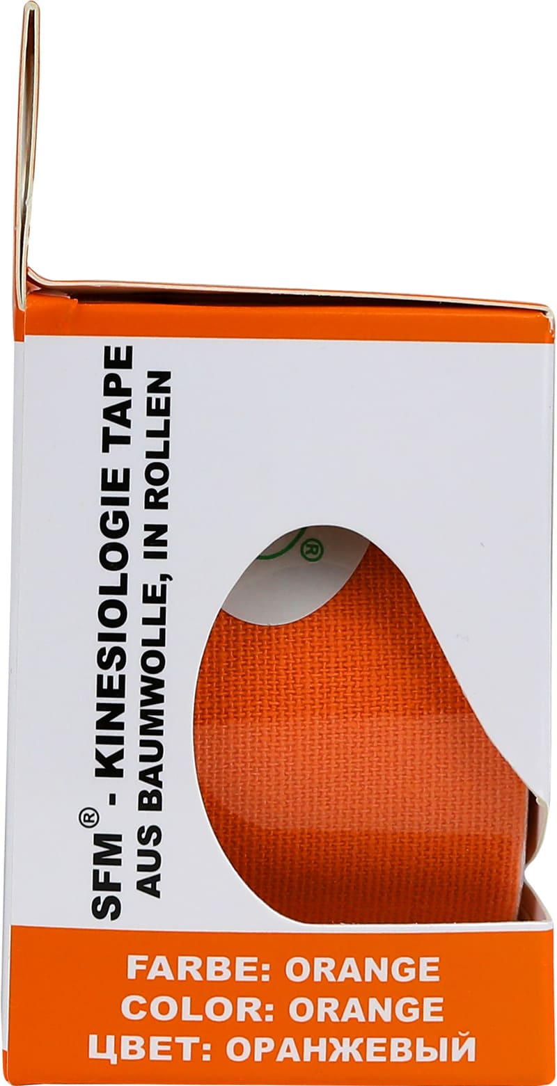 Лента кинезиологическая SFM-Plaster, на хлопковой основе, 5см Х 500см,  оранжевого цвета, в диспенсере