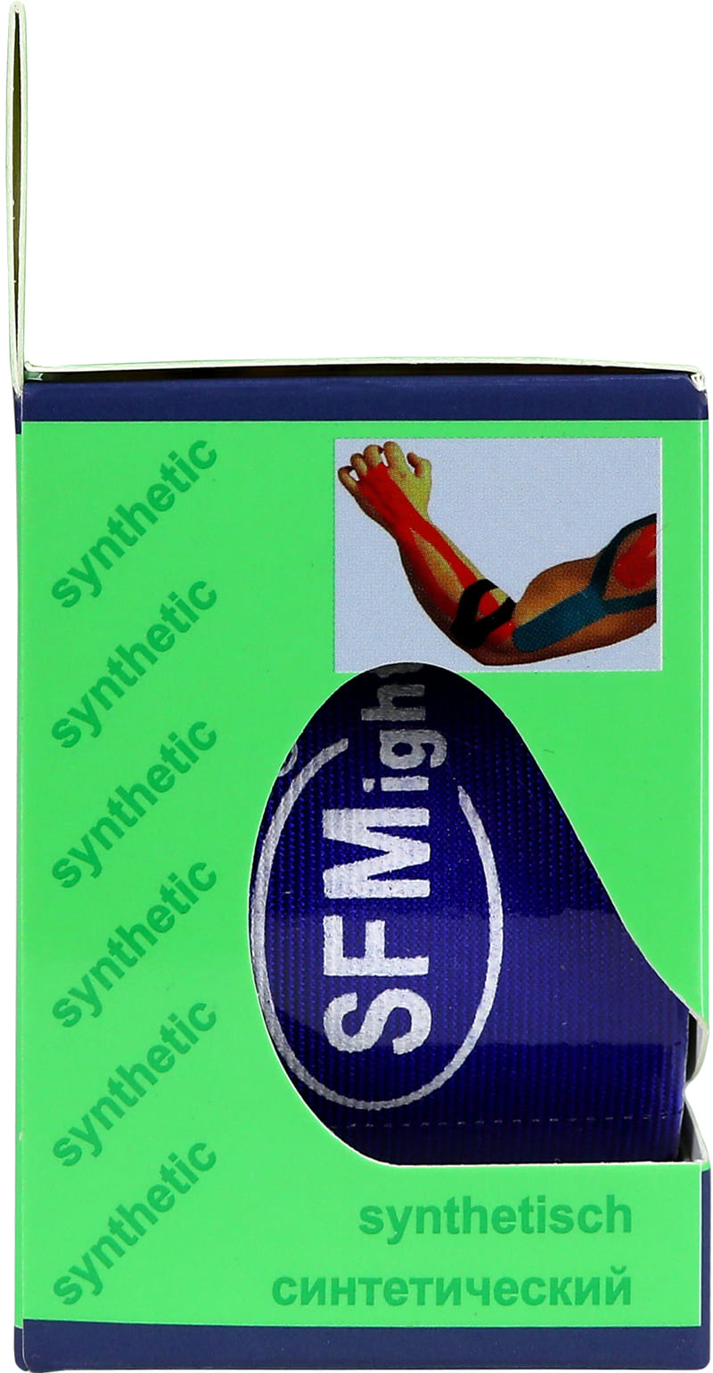 Лента кинезиологическая SFM-Plaster, на полимерной основе (нейлон), 5см Х 500см,    синего цвета, в диспенсере, с логотипом