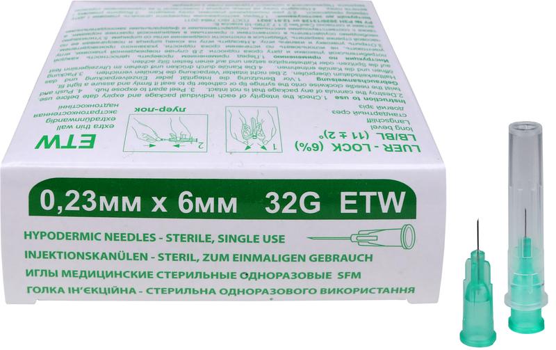 Иглы медицинские стерильные одноразовые SFM  0,23мм х 6 мм 32G ETW №50