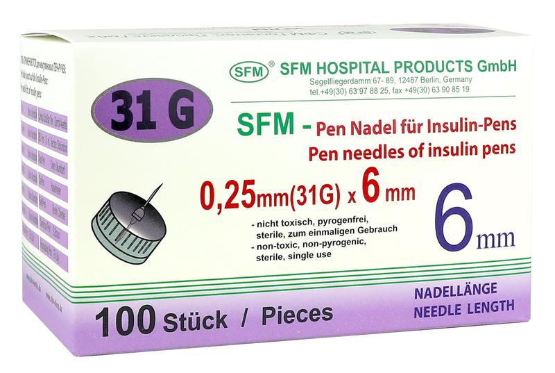 SFM Игла для шприц-ручек 31G  0,25 х 6 мм № 100