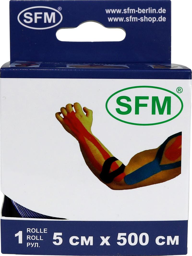 Лента кинезиологическая SFM-Plaster, на хлопковой основе, 5см Х 500см,  синего цвета, в диспенсере