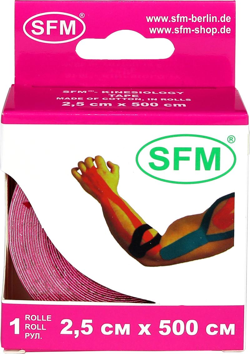Лента кинезиологическая SFM-Plaster, на хлопковой основе, 2,5см Х 500см, розового цвета, в диспенсере