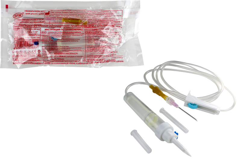 Система  Трансфузионная для переливания крови (пластик. шип), игла 1,20 х 40 - 18G, LUER LOCK SFM, Германия