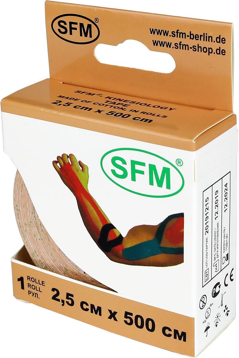 Лента кинезиологическая SFM-Plaster, на хлопковой основе, 2,5см Х 500см, бежевого цвета, в диспенсере